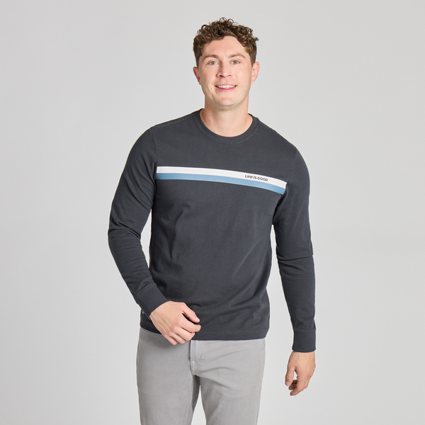 Men's Long Sleeve Crusher Tee - LIG Dual Stripes (Black)