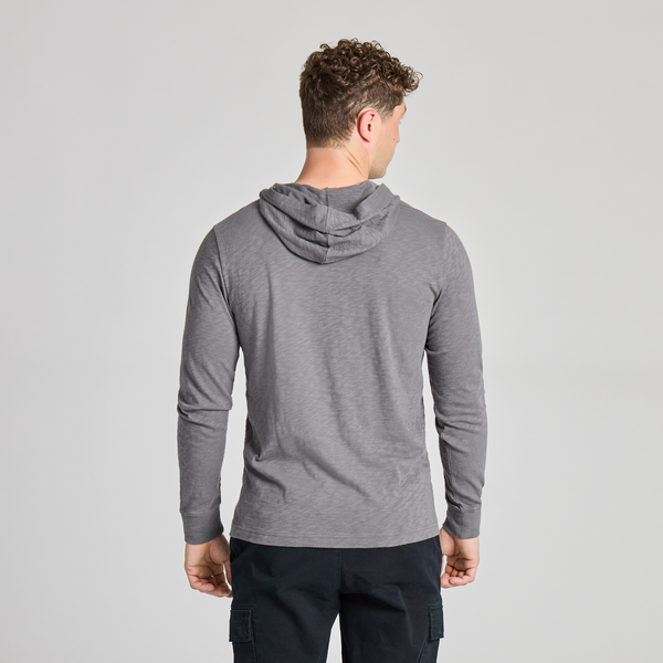 Men's Long Sleeve Hooded Slub Tee - LIG (Iron Gray)