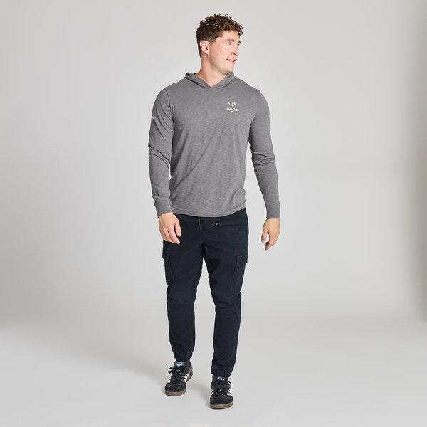 Men's Long Sleeve Hooded Slub Tee - LIG (Iron Gray)