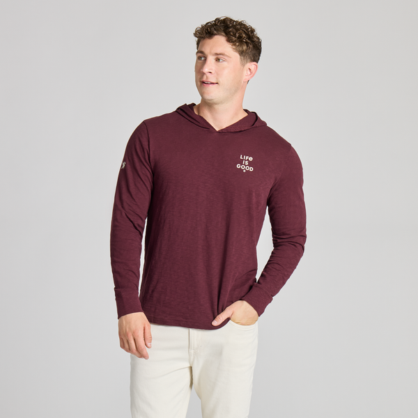 Men's Long Sleeve Hooded Slub Tee - LIG (Deep Burgundy)