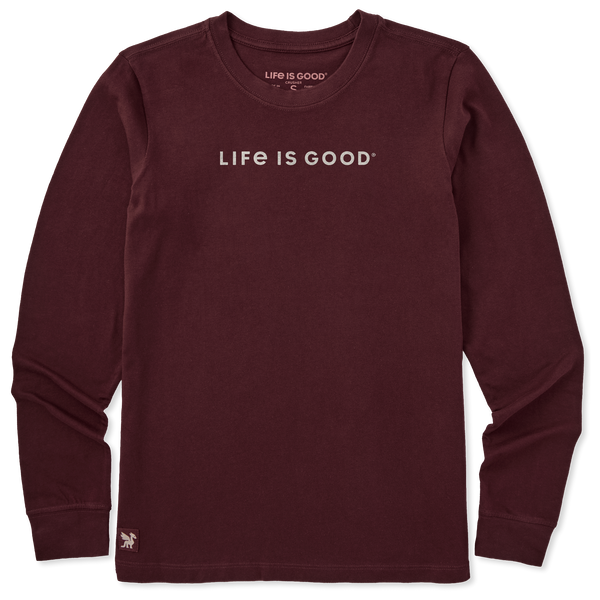 Women's Long Sleeve Crusher Tee - LIG Wordmark (Deep Burgandy)