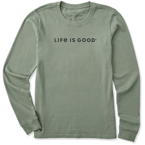 Women's Long Sleeve Crusher Tee - LIG Wordmark (Moss Green)