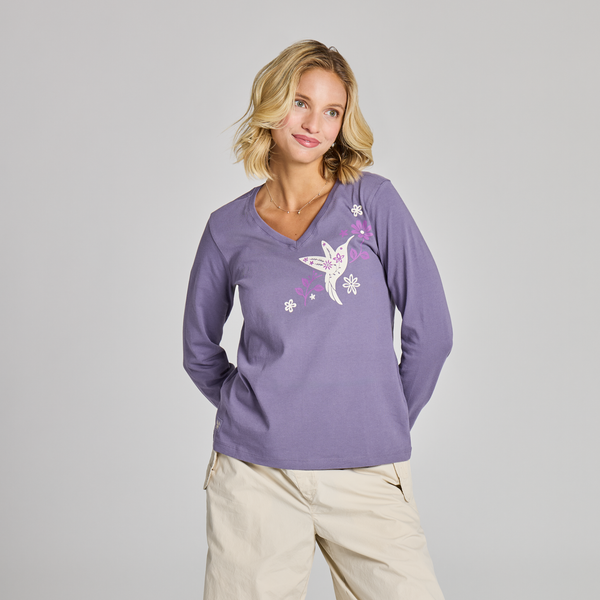Women's Long Sleeve Crusher Vee - Grace in Bloom