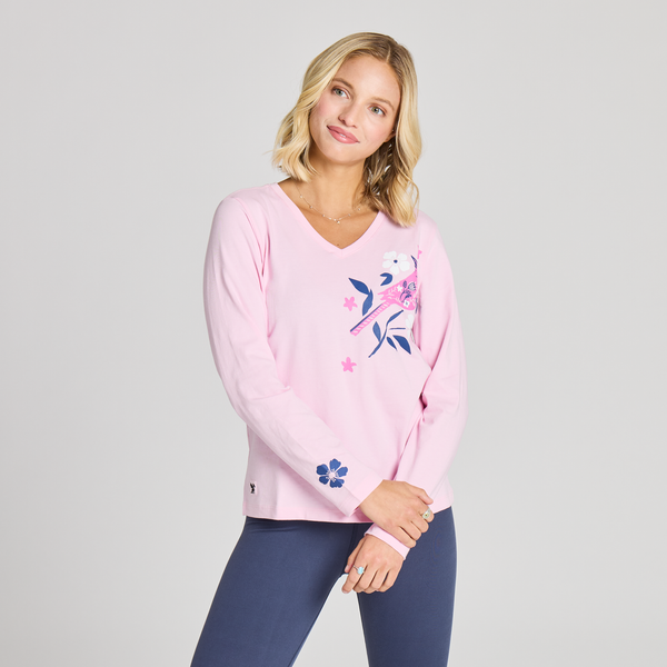 Women's Long Sleeve Crusher Vee - Cardinal Bloom