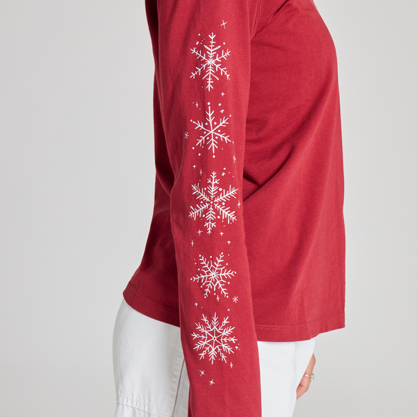 Women's Long Sleeve Crusher Vee - All the Snowflakes