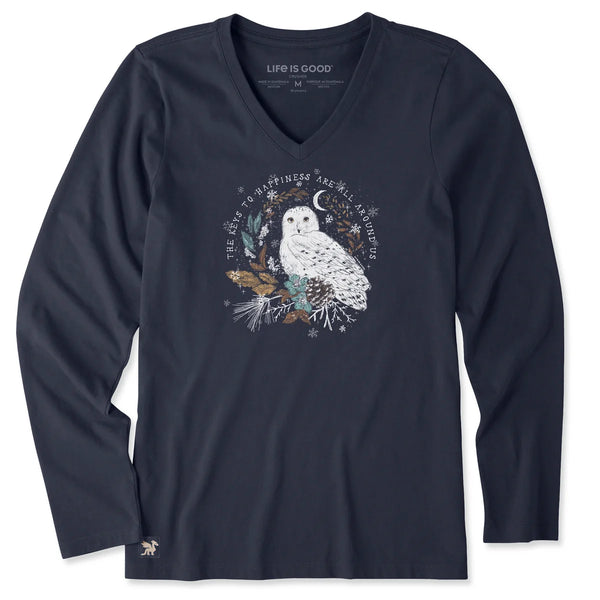 Women's Long Sleeve Crusher Vee - Key To Happiness