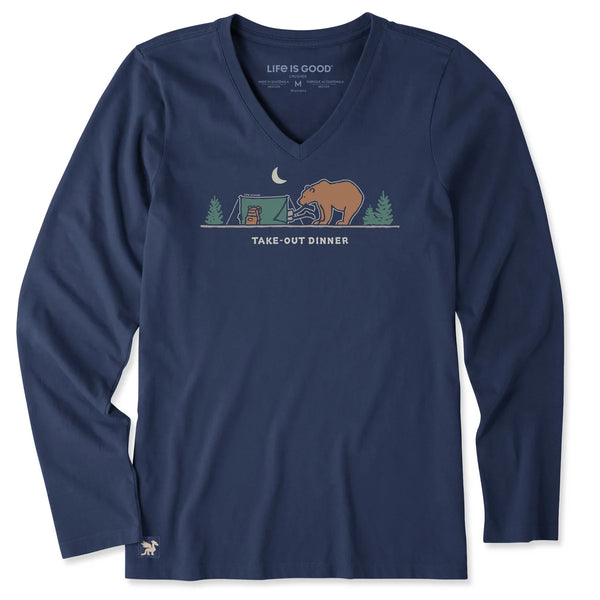 Women's Long Sleeve Crusher Vee - Take Out Dinner