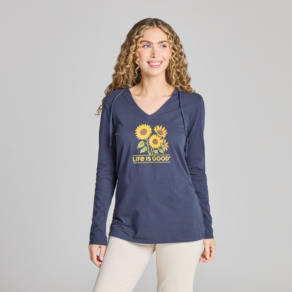 Women's Long Sleeve Hooded Crusher LITE Tee - Sunflower Field