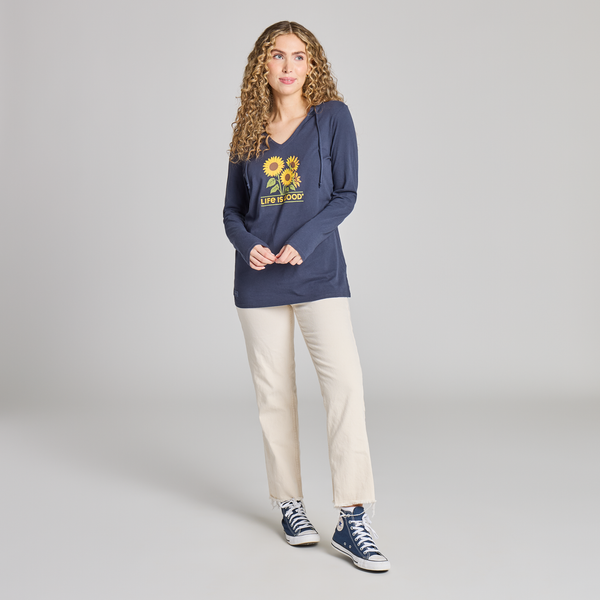 Women's Long Sleeve Hooded Crusher LITE Tee - Sunflower Field