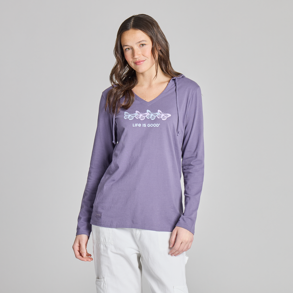 Women's Long Sleeve Hooded Crusher LITE Tee - Rally Butterflies