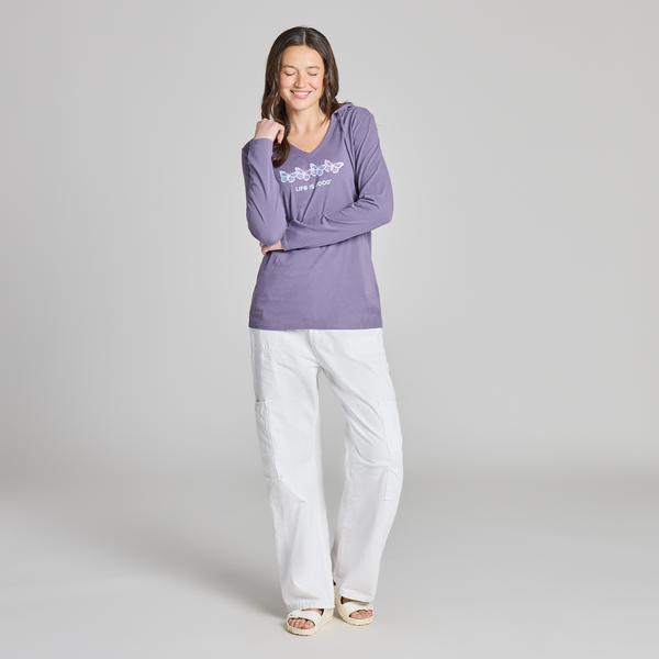 Women's Long Sleeve Hooded Crusher LITE Tee - Rally Butterflies