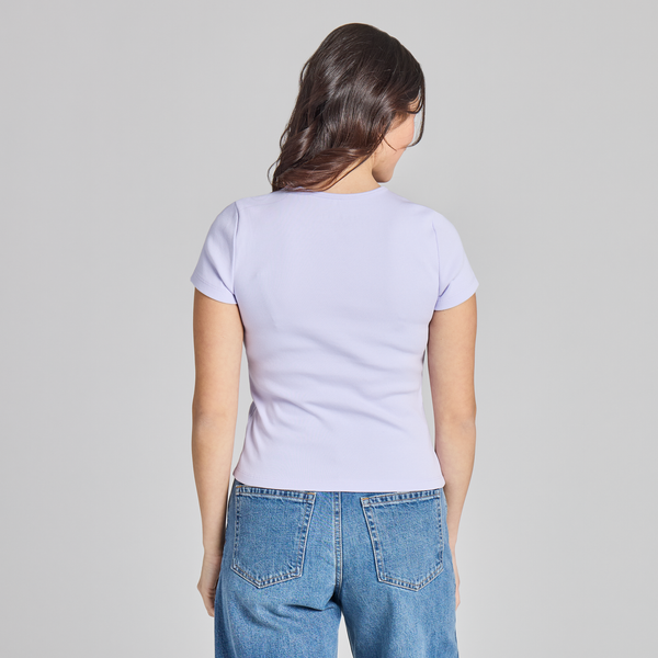 Women's Fitted Ribbed Tee - Peony Frame