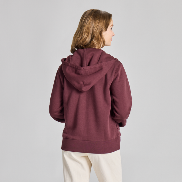 Women's Good Vibes Zip Fleece - Life is Good Dark Burgandy