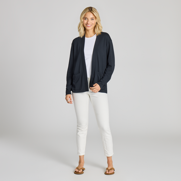 Women's Soft Touch Open Cardigan - Black