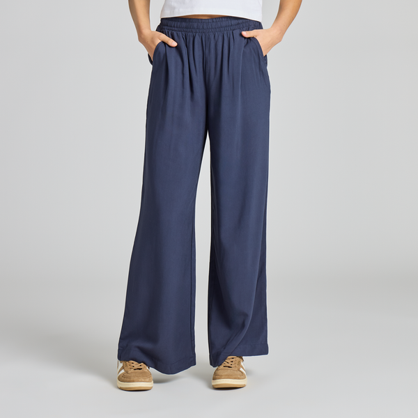 Women's Woven Wide Leg Pant - Inkwell Blue