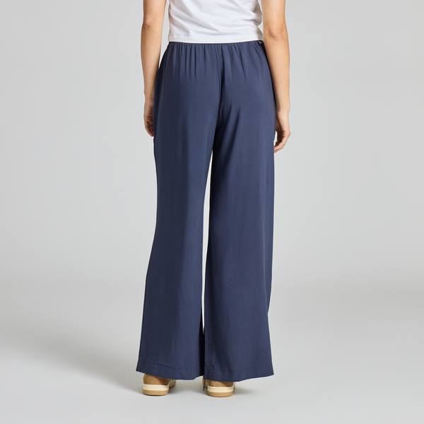 Women's Woven Wide Leg Pant - Inkwell Blue