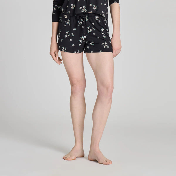 Women's Lightweight Sleep Shorts - Wild Daisy Pattern