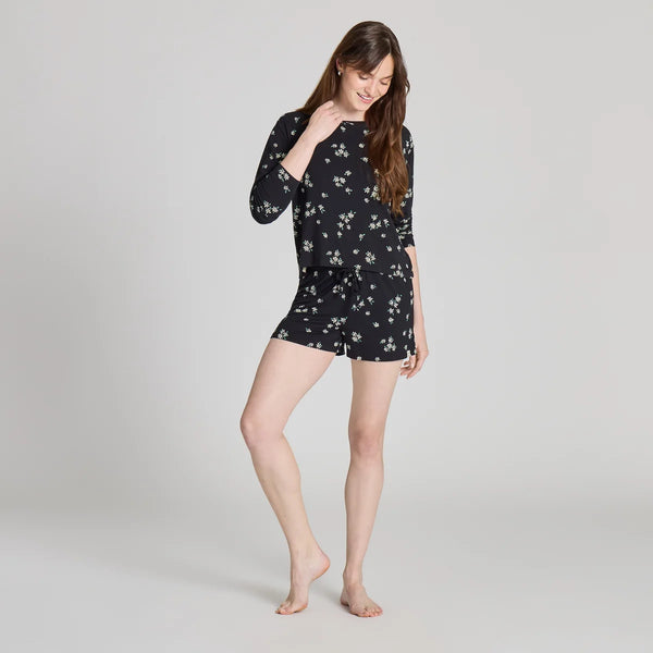 Women's Lightweight Sleep Shorts - Wild Daisy Pattern