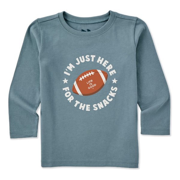 Toddler Long Sleeve Crusher Tee - Just Here for the Snacks