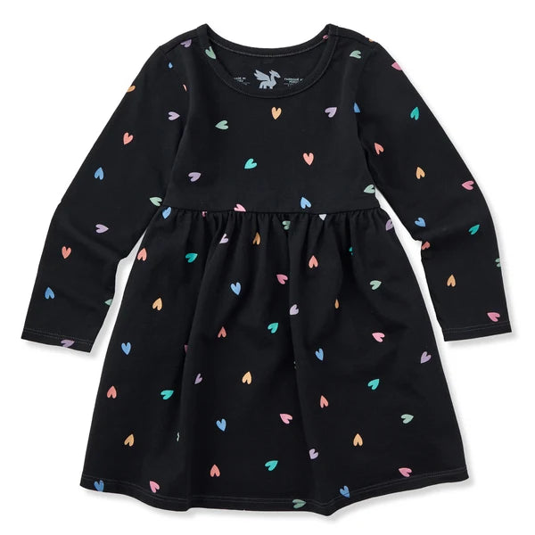 Toddler Long Sleeve Crusher Dress -  Tossed Hearts