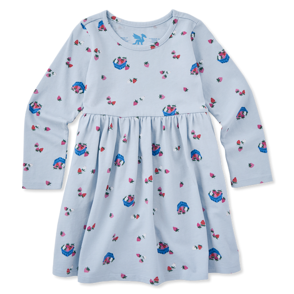 Toddler Long Sleeve Crusher Dress - Fresh Strawberry