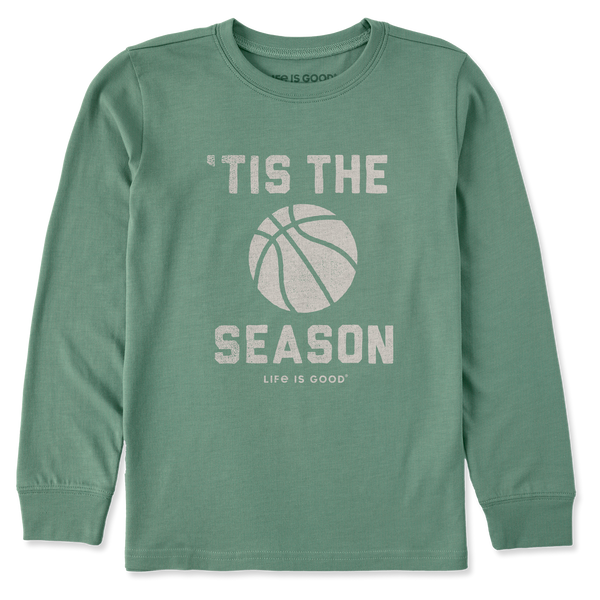 Kid's Long Sleeve Crusher Tee - Tis the Season Basketball