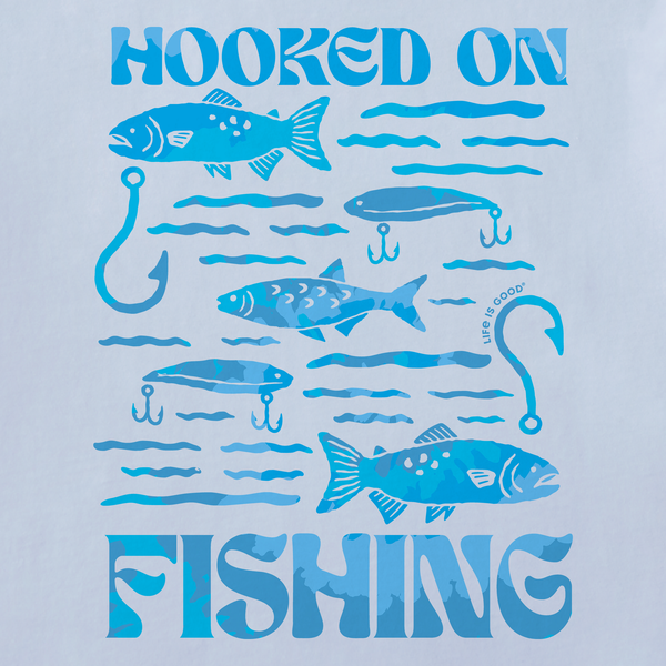 Kid's Long Sleeve Crusher Tee - Hooked on Fishing (Glacier Blue)
