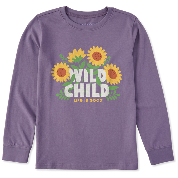 Kid's Long Sleeve Crusher Tee - Born Wild Sunflower DskPpl
