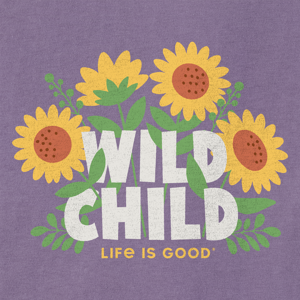 Kid's Long Sleeve Crusher Tee - Born Wild Sunflower DskPpl