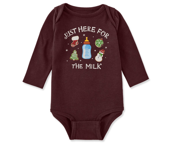Baby Long Sleeve Bodysuit - Just Here for the Milk