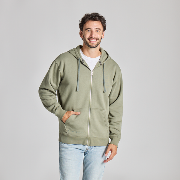 Men's Good Vibes Zip Fleece - Life is Good Moss Green