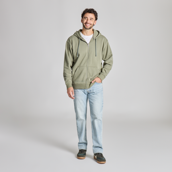 Men's Good Vibes Zip Fleece - Life is Good Moss Green