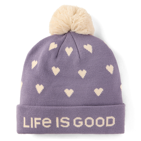 So Chill Toque - Tossed Heart Pattern Dusk Purple