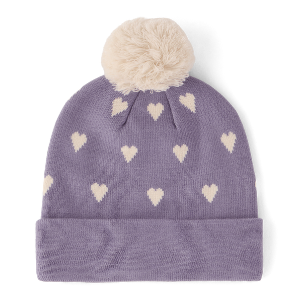 So Chill Toque - Tossed Heart Pattern Dusk Purple