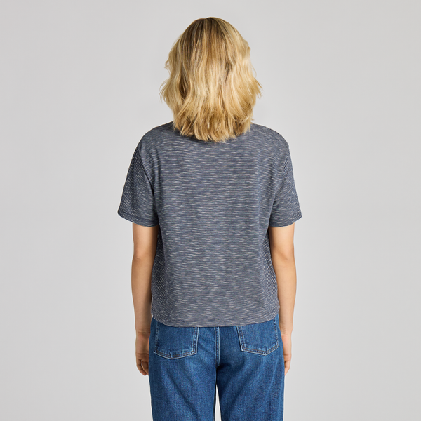 Women's Crusher Striped Boxy Tee - Dragon Eye Heart (Inkwell Blue)