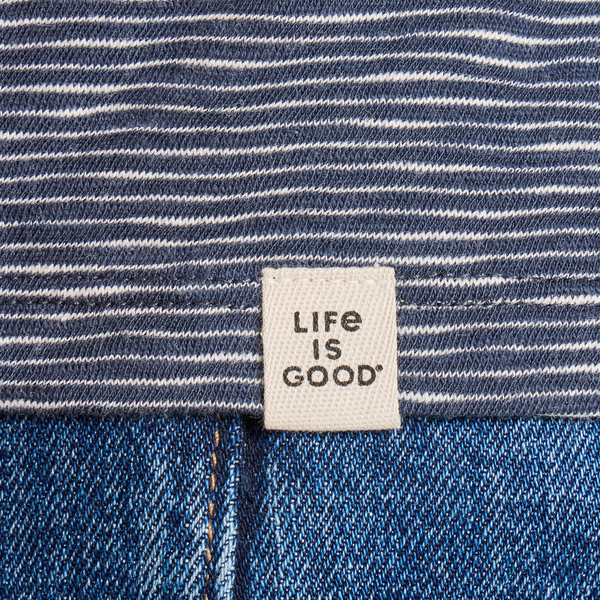 Women's Crusher Striped Boxy Tee - Dragon Eye Heart (Inkwell Blue)