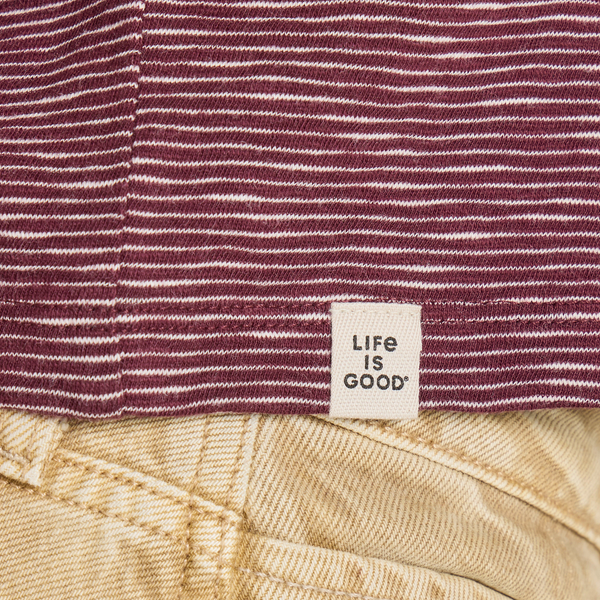 Women's Crusher Striped Boxy Tee - Dragon Eye Heart (Deep Burgandy)