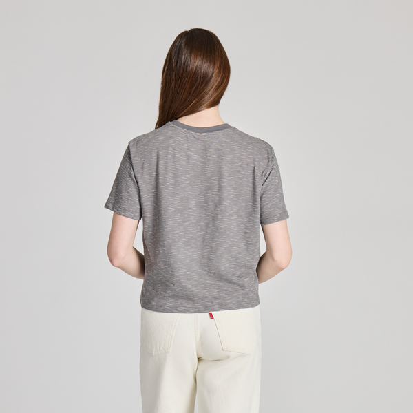 Women's Crusher Striped Boxy Tee - Dragon Eye Heart (Iron Grey)