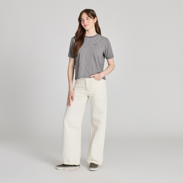 Women's Crusher Striped Boxy Tee - Dragon Eye Heart (Iron Grey)
