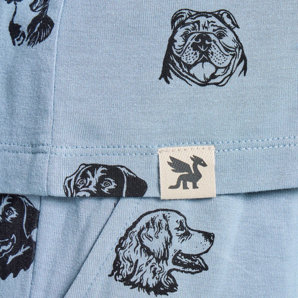 Women's Lightweight Boxy Long Sleeve Sleep Tee -  Dog Portrait Pattern
