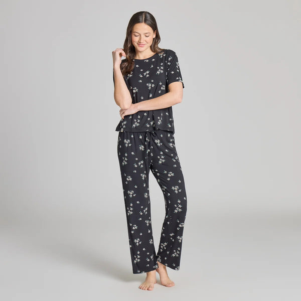 Women's Lightweight Boxy Sleep Tee - Wild Daisy Pattern