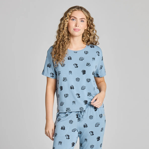 Women's Lightweight Boxy Sleep Tee - Dog Portrait Pattern