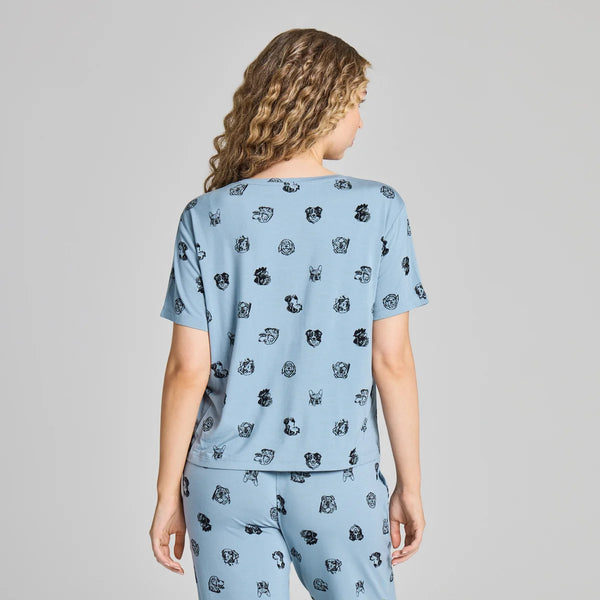 Women's Lightweight Boxy Sleep Tee - Dog Portrait Pattern