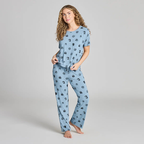 Women's Lightweight Boxy Sleep Tee - Dog Portrait Pattern