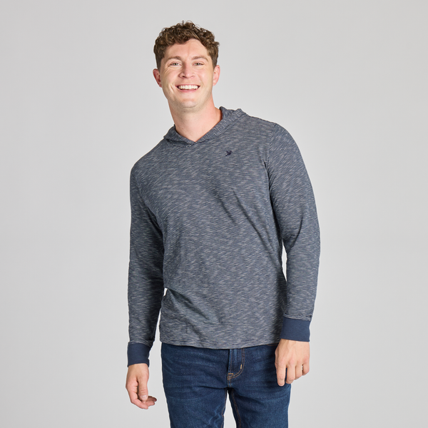Men's Long Sleeve Hooded Slub Tee - Striped LIG Dragon (Inkwell Blue)