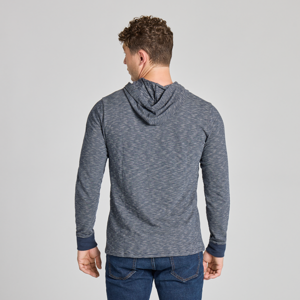 Men's Long Sleeve Hooded Slub Tee - Striped LIG Dragon (Inkwell Blue)
