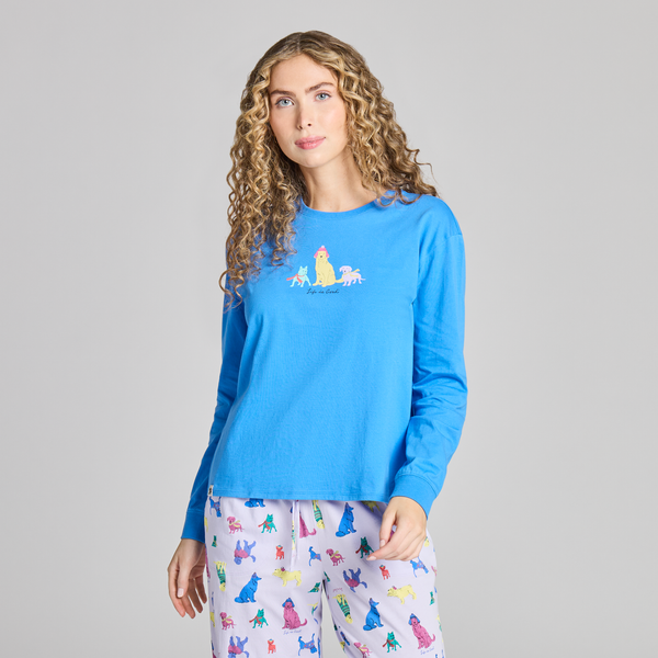 Women's Snuggle Sleep Long Sleeve Tee - Warm Winter dogs