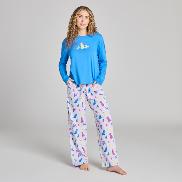 Women's Snuggle Sleep Long Sleeve Tee - Warm Winter dogs