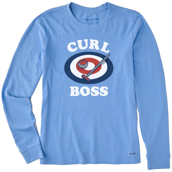 Women's Long Sleeve Crusher Tee - Curl Boss (Sport Curling) - Life is Good Westport, Canada