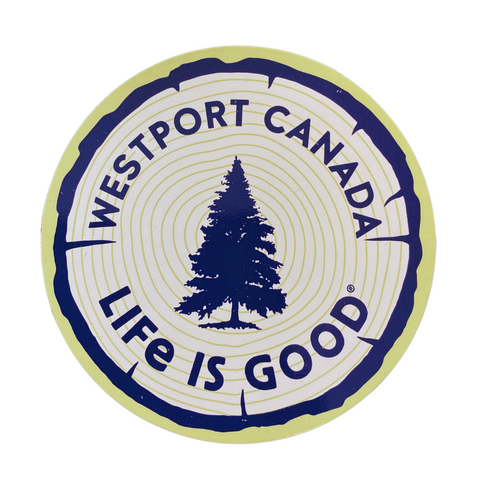 4" Circle Sticker Westport Tree & Stump